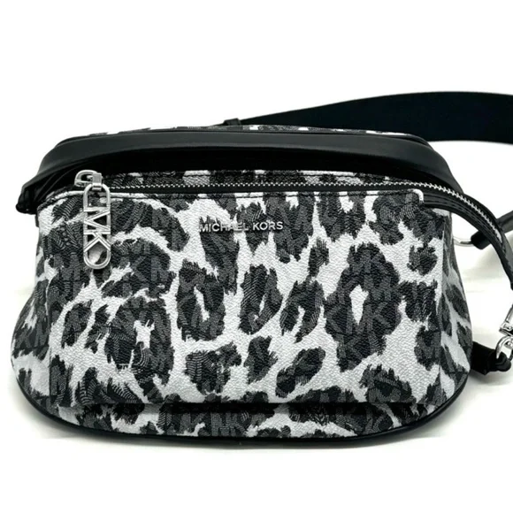 Michael Kors Medium Slater Sling Pack Chain Messenger Crossbody Bag Black Multi - Picture 3 of 11